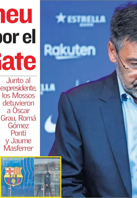  ??  ?? Las oficinas del Barça, ayer.
Josep Maria Bartomeu, en un acto del Barcelona poco antes de su dimisión como presidente.