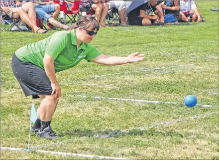  ?? COREY LEBLANC/SALTWIRE NETWORK ?? Janet Charchuk of Alberton earned a silver medal in bocce at the Special Olympics Canada 2018 Summer Games in Antigonish, N.S., on Saturday