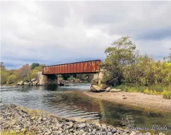  ??  ?? Not much colour in the leaves, but the low clouds over Leitches Creek in Cape Breton, N.S., were a sign of fall. It wasn’t warm when Rosemary Woods took this lovely photo of the trestle bridge last Monday. A cool northwest wind brought the temperatur­e down as the day went on.