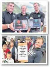 ??  ?? ● Michael leads the 2015 protests and, with Euros Williams and Euros Owen, promoting Ffermydd Teuluol’s lamb meatball meals at this year’s Royal Welsh Show