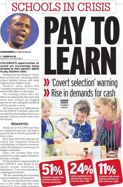  ??  ?? CONCERNED Dr Patrick Roach
RISING COSTS Cookery classes