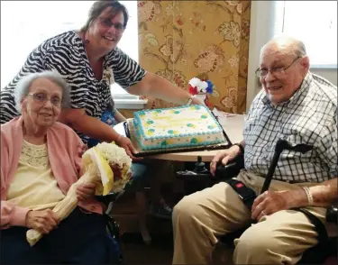  ?? SUBMITTED PHOTO ?? Raymond and Helen Brannen celebrate their 73rd wedding anniversar­y at Hickory House Nursing Home in Honey Brook.