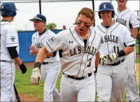  ?? DEBBY HIGH — FOR DIGITAL FIRST MEDIA ?? La Salle’s Andrew Cossetti slammed a home run Saturday against Archbishop Wood in the PCL playoffs.