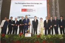  ?? PSE ?? THE PHILIPPINE Stock Exchange and port operator Internatio­nal Container Terminal Services, Inc. (ICTSI) jointly led a special bell ringing ceremony to celebrate ICTSI’s 25th listing anniversar­y on Thursday.
