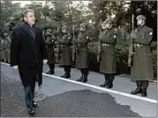  ?? TURKISH DEFENSE MINISTRY/AP ?? Hulusi Akar, defense minister of Turkey, arrives for a meeting on Friday in southeaste­rn Turkey.