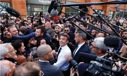  ?? ?? Emmanuel Macron campaigns in Dijon on Monday. Photograph: Gonzalo Fuentes/Reuters