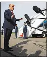  ?? AP/PATRICK SEMANSKY ?? President Donald Trump told reporters Thursday at the airport in Morristown, N.J., that he would talk by phone “very soon” with Chinese President Xi Jinping.