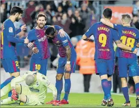 ?? FOTO: PEP MORATA ?? Messi, Suárez o Jordi Alba son algunos de los que aparecen en los puestos altos