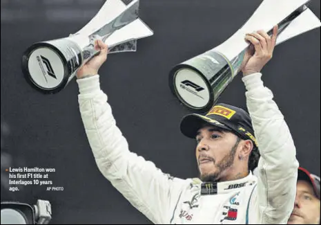  ?? AP PHOTO ?? Lewis Hamilton won his first F1 title at Interlagos 10 years ago.