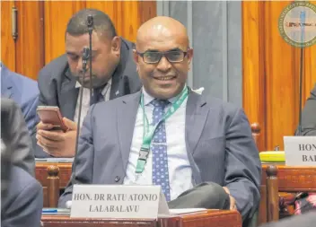  ?? Photo: SUPPLIED ?? Minister for Health and Medical Services, Dr Atonio Lalabalavu in Parliament earlier this month.