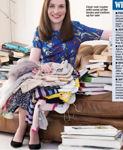  ?? Picture: GEORGIE GILLARD ?? Clear-out: Louise with some of the books and clothes up for sale