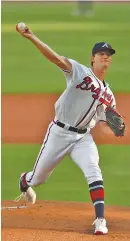  ?? AP PHOTO/JOHN BAZEMORE ?? The Atlanta Braves’ Mike Soroka pitches against the New York Mets in the first inning Monday.