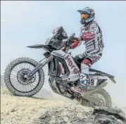  ?? HT PHOTO ?? India’s CS Santosh said he was happy to overcome the challenges during the second stage of the Dakar Rally.