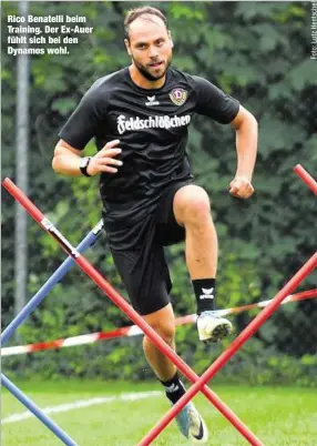  ??  ?? Rico Benatelli beim Training. Der Ex-Auer fühlt sich bei den Dynamos wohl.