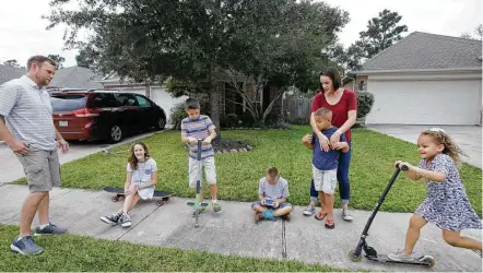  ?? Melissa Phillip / Houston Chronicle ?? The Conner family rents a home in Spring. Last year, Houstonian­s rented 30,166 single-family homes, a 14 percent rise over 2012.