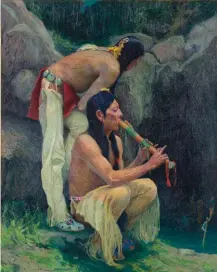  ??  ?? Eanger Irving Couse (1866-1936), Flute Player at the Spring, 1918, oil on canvas, 46 x 35” Estimate: $250/350,000