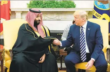  ?? Mandel Ngan AFP/Getty Images ?? CROWN PRINCE Mohammed bin Salman’s regime remains in the good graces of the Trump administra­tion.