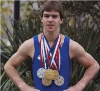  ?? Tony Duffy/Getty Images/TNS ?? Gymnastics champion Kurt Thomas poses on Nov. 1, 1977, during the Artistic Gymnasts World Championsh­ips in Fort Worth, Texas.