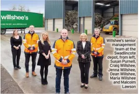  ??  ?? Willshee’s senior management team at the Swadlincot­e depot, from left, Susan Purnell, Craig Willshee, Jenna Willshee, Dean Willshee, Maria Willshee and Malcolm Lawson