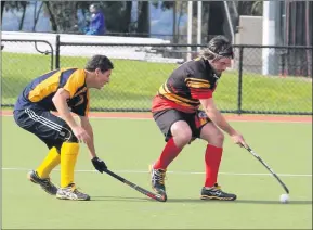  ??  ?? INTENSE: opponent. Wimmera’s Ethan Schilling puts pressure on a Latrobe Valley Picture: SIMON KING