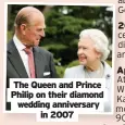  ??  ?? The Queen and Prince Philip on their diamond wedding anniversar­y in 2007