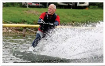  ??  ?? challengin­g: Charles took up wakeboardi­ng when he was 87