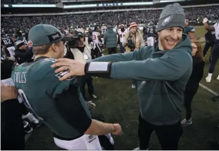  ?? MATT ROURKE — THE ASSOCIATED PRESS ?? The Eagles need Carson Wentz, right, to stay healthy and hope he learned a few lessons while watching Nick Foles, left, over the last year.