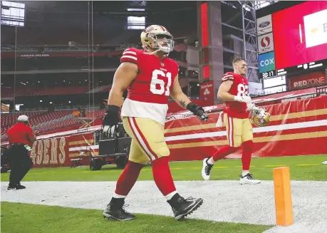  ?? 49ERS PHOTO ?? San Francisco offensive lineman and Windsor native Dakoda Shepley made his NFL debut on Sunday when the 49ers played the Washington Football Club in Glendale, Arizona. The Niners were playing their home game in Arizona because of COVID-19 restrictio­ns in the Bay area.