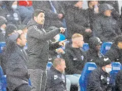  ?? REUTERS ?? Arsenal boss Mikel Arteta gestures during the Brighton game.