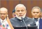  ?? ANI ?? Prime Minister Narendra Modi addresses the plenary session of the 11th BRICS Summit in Brasilia on Thursday.