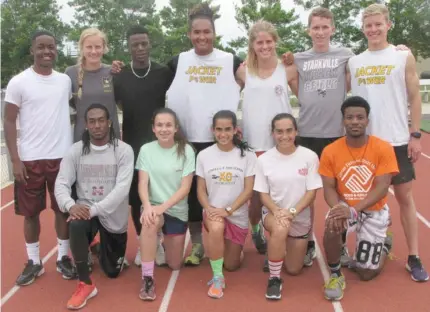  ?? (Photo by Danny P. Smith, SDN) ?? The members of the Starkville High School track team that qualified for Saturday's Class 6A State meet are Johnathan Banks, listed alphabetic­ally, Makell Brown, Tavian Clark, May Grace Holt, Caroline Mattox, Kate Mattox, Malik McBride, Abigail Musser,...