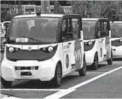  ?? DAVID L. RYAN/THE BOSTON GLOBE ?? May Mobility vehicles in Providence, Rhode Island.