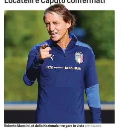  ?? GETTY IMAGES ?? Roberto Mancini, ct della Nazionale: tre gare in vista