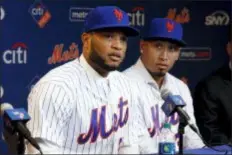  ?? THE ASSOCIATED PRESS ?? Robinson Cano, left, in his introducto­ry press conference at Citi Field in December with Edwin Diaz, says he ‘feels like he’s 25’ on his arrival to spring training.