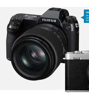  ??  ?? 100 MP IM MINI-FORMAT
Die neue Mittelform­atkamera Fujifilm GFX 100S ist deutlich leichter und kompakter als die GFX 100 – hier zu sehen mit dem neuen GF 80mm F1.7 R WR.