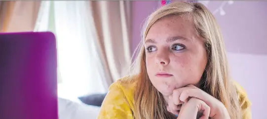  ?? ELEVATION PICTURES ?? Elsie Fisher nails the part of a new teenager struggling to find her voice in Bo Burnham’s insightful and moving film Eighth Grade.