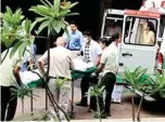  ?? PTI ?? Bollywood actor Vinod Khanna's mortal remains taken to his home in Malabar hill, in Mumbai on Thursday