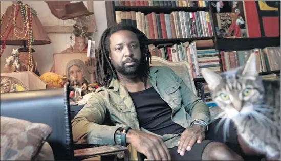  ?? Carolyn Cole Los Angeles Times ?? “FIVE, SIX STORIES, even contradict­ory stories, can exist at the same time, and they’re kind of all true and all false,” Marlon James says. “There is no one story.”