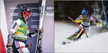  ?? (Photos AFP) ?? L’isolien Mathieu Faivre, sur le géant, et la Niçoise Nastasia Noens, sur le slalom, veulent terminer leur saison sur une bonne note.