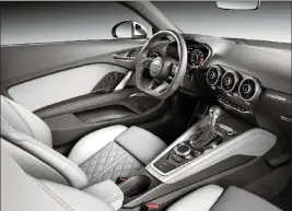  ??  ?? The TTS’S upgrades include quilted leather seats with artfully sculpted frames. There’s also 292 horsepower and a stiff ride, even with the suspension set to Comfort mode.