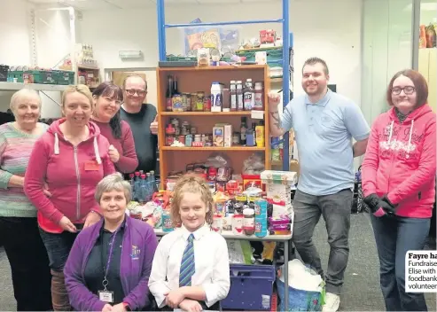  ??  ?? Fayre hair Fundraiser Elise with foodbank volunteers