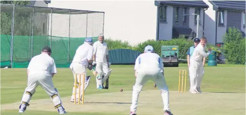  ?? Ross at first slip ?? Working together Meigle bowlers who kept the Glenrothes batsmen quiet included Fergus Barron, with Denis Christie keeping wicket and Andrew