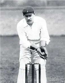  ??  ?? William Storer, right, England’s wicketkeep­er in Australia in the 1897-98 Test series.