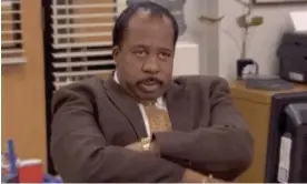  ?? ?? The No 1 gif of 2021 was a slow zoom on the character Stanley from the US version of The Office. Photograph: Giphy/peacock/https://giphy.com/stories/top-gifs-of-2021-a4b4dd4f-8e99