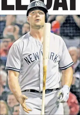  ?? Bill Kostroun ?? BETTER DAYS AHEAD: After being sidelined since June 24 with a viral infection, Matt Holliday didn’t have much to cheer about Friday night as he finished 0-for-4, including this eighth-inning strikeout.