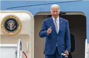  ?? ASSOCIATED PRESS ?? President Joe Biden he boards Air Force One at Andrews Air Force Base, Md., on Tuesday.