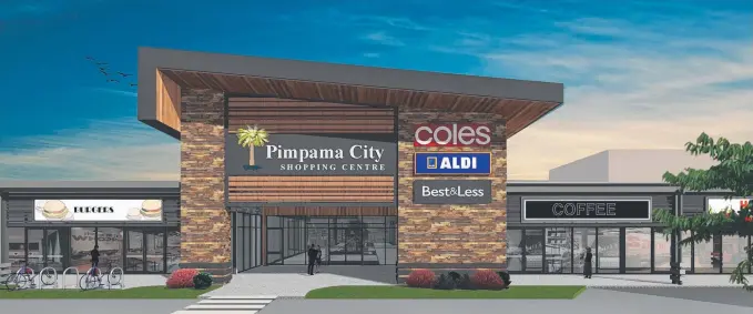  ??  ?? The 18,000sqm Pimpama City will be anchored by Coles, Aldi and Best and Less; (below) the site from the air and developer Norm Rix, who expects the first customers in January next year.