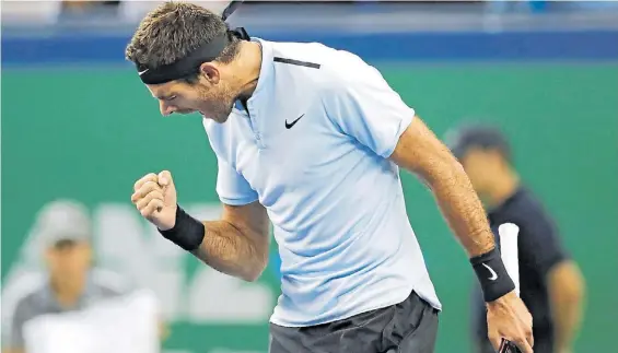  ?? AP ?? Grito. Juan Martín Del Potro ganó por 3-6, 7-6 y 6-4 y sueña con su primer Masters 1000. Además, volverá al top 20 luego de más de tres años.