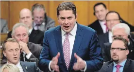  ?? SEAN KILPATRICK THE CANADIAN PRESS ?? Conservati­ve Leader Andrew Scheer during question period on Parliament Hill.