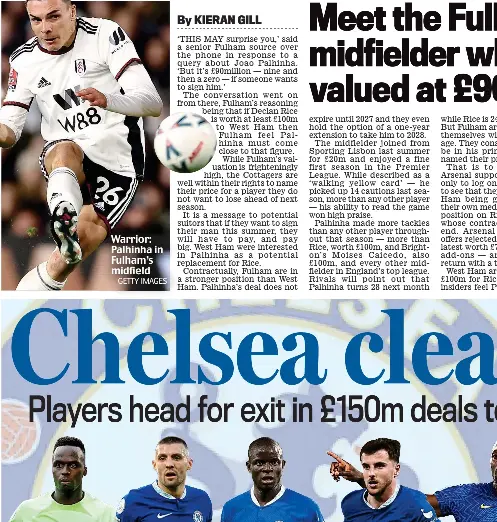  ?? GETTY IMAGES ?? Warrior: Palhinha in Fulham’s midfield